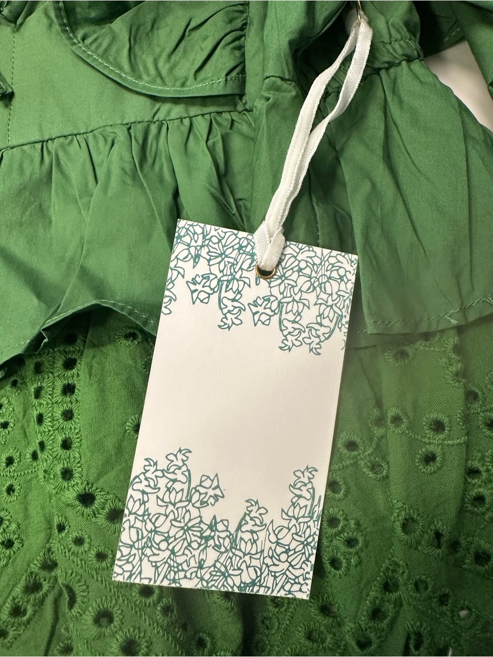 Hyacinth House Green Eyelet Peplum Puff-Sleeve Blouse - Picture 5 of 5